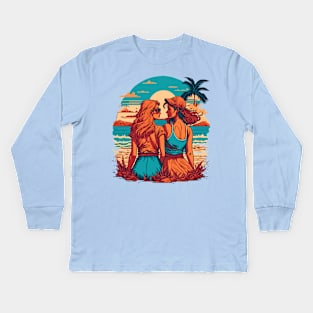 Two Girls on The Beach Kids Long Sleeve T-Shirt